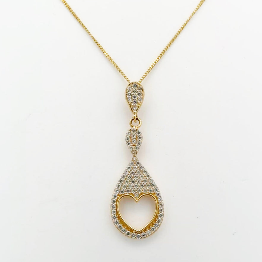 Heart Teardrop 18K Gold Necklace