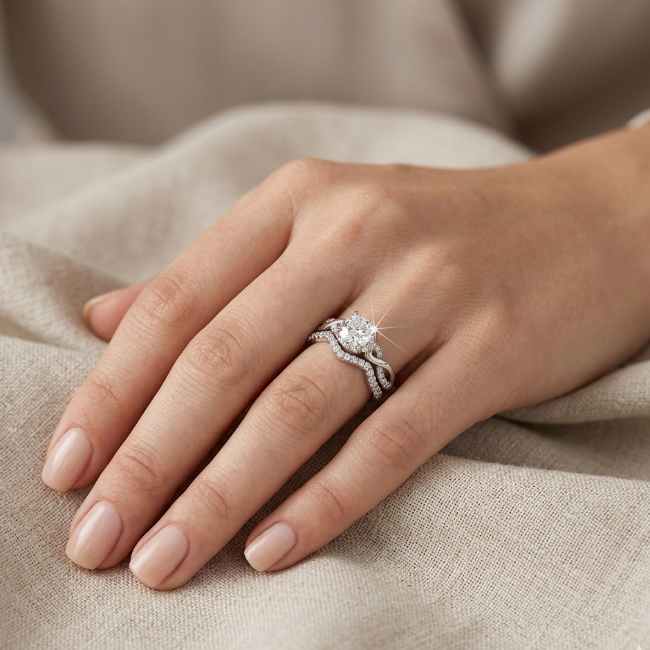 Eternal Heart 14K Gold Diamond Stack Set