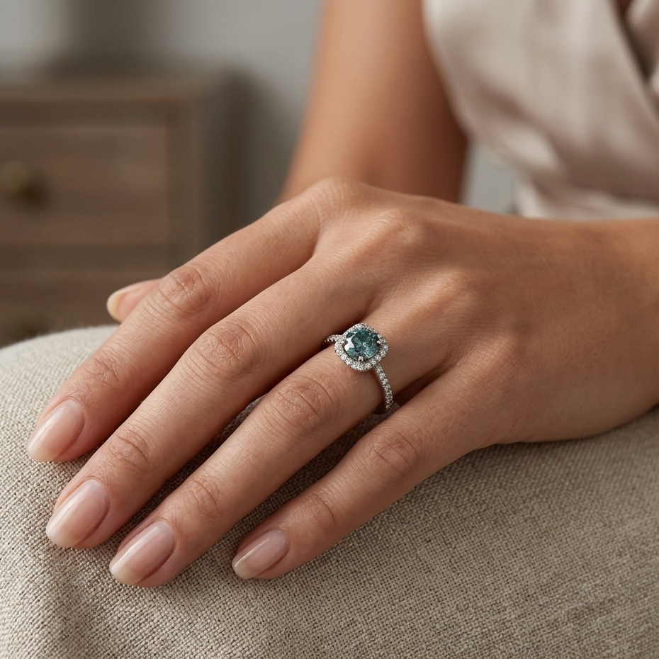 Azure Radiance 18K Gold Blue Diamond Ring