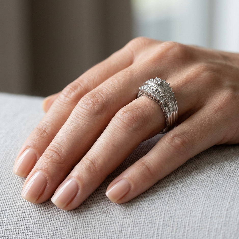 Platinum Ring with Cluster Diamonds