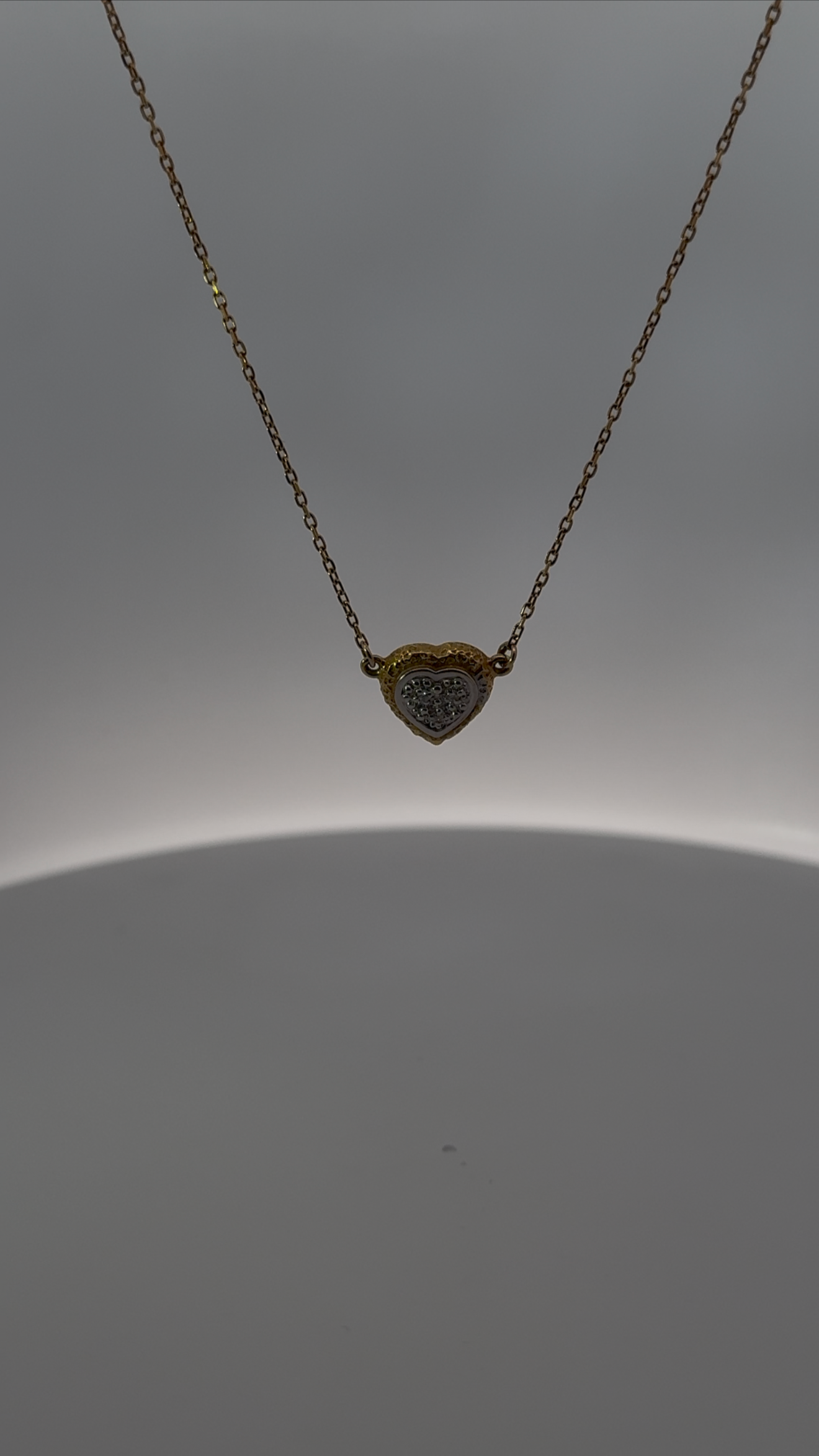 Tone Romance-Two-Tone Gold Heart Necklace with Diamonds