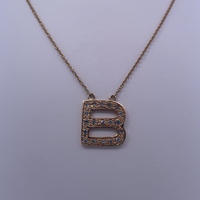 18K Yellow Gold "B" Initial Necklace – Personalized Elegance with Diamond Accents