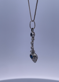 14K White Gold Necklace with 0.70ct Sapphire and 0.10ct Diamonds – Timeless Elegance