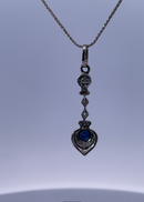 14K White Gold Necklace with 0.70ct Sapphire and 0.10ct Diamonds – Timeless Elegance