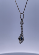 14K White Gold Necklace with 0.70ct Sapphire and 0.10ct Diamonds – Timeless Elegance