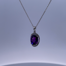 14K White Gold Necklace with 3ct Amethyst and 0.60ct Diamonds – Bold Luxury