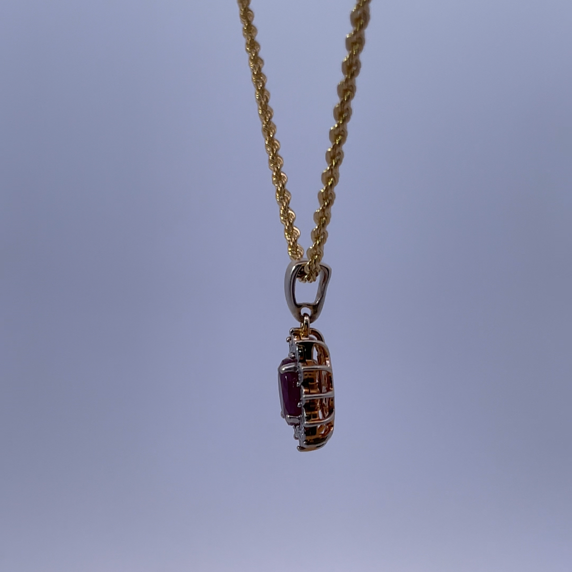 18K Yellow Gold Necklace with 1.5ct Ruby and 0.15ct Diamonds – Regal Beauty