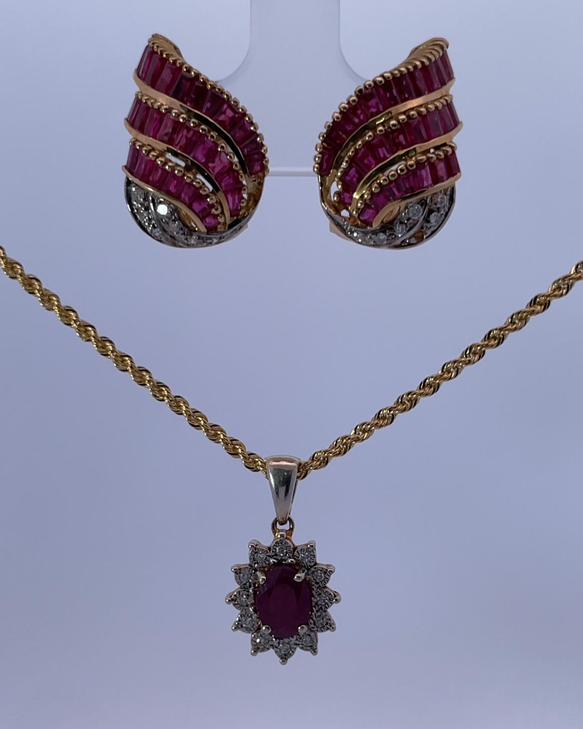 18K Yellow Gold Necklace with 1.5ct Ruby and 0.15ct Diamonds – Regal Beauty