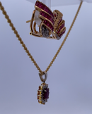 18K Yellow Gold Necklace with 1.5ct Ruby and 0.15ct Diamonds – Regal Beauty