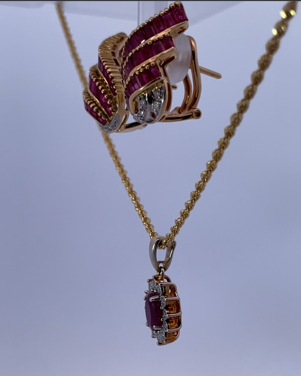 18K Yellow Gold Necklace with 1.5ct Ruby and 0.15ct Diamonds – Regal Beauty