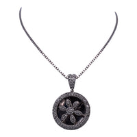 14K white gold necklace, diamond flower pendant, luxury necklaces, timeless jewelry, exclusive white gold jewelry.