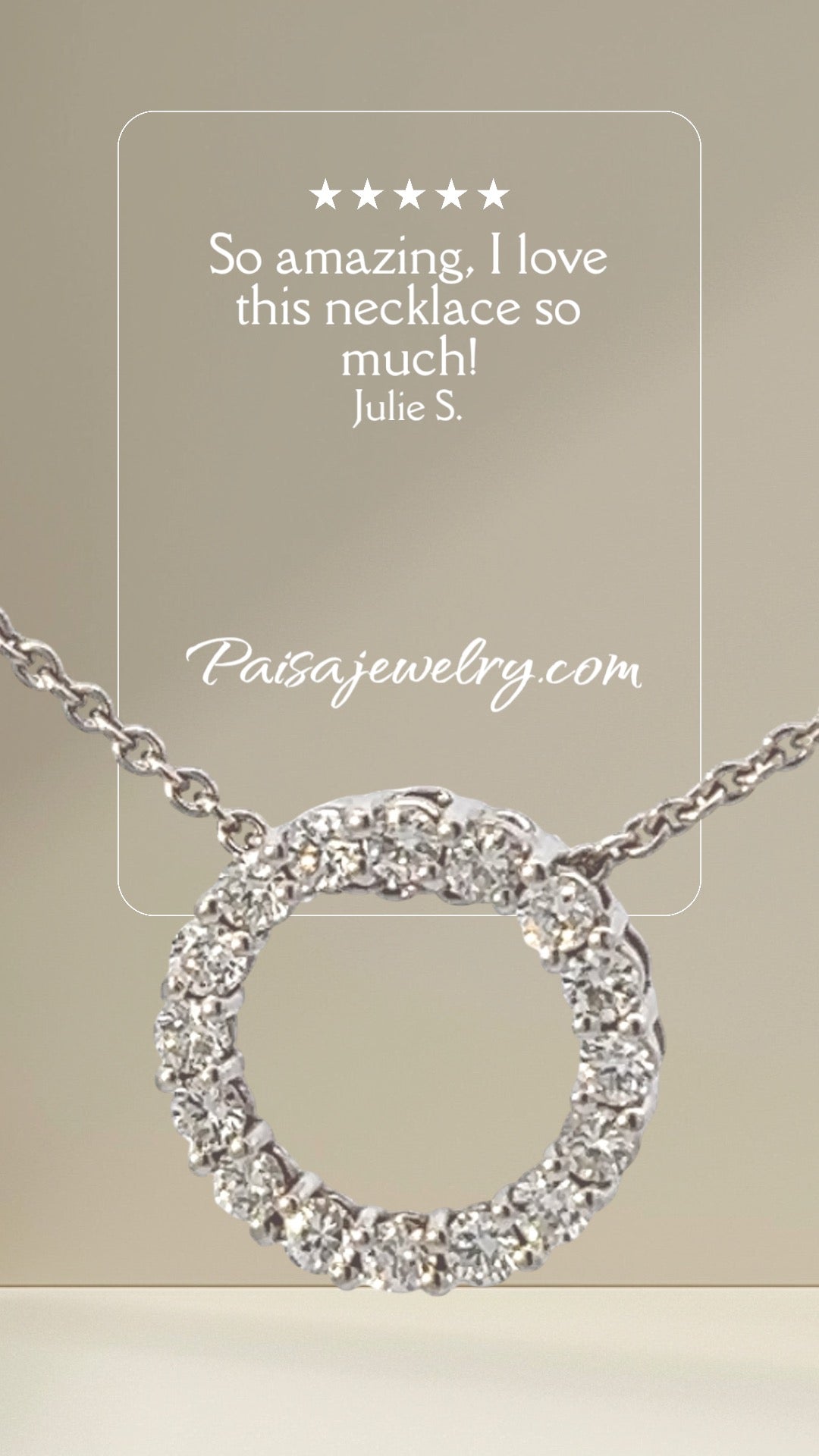 Timeless feelings. Diamond circle pendant, 18k white gold necklace.