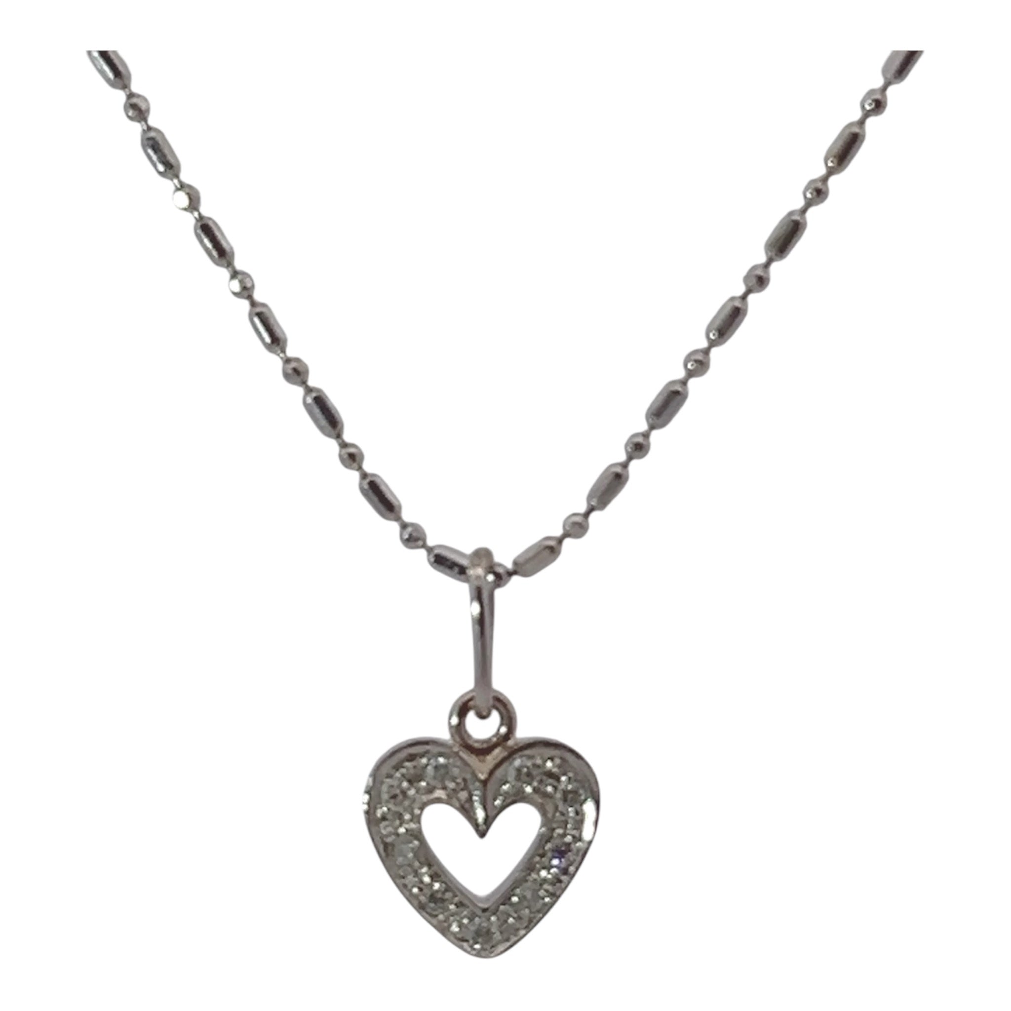 White Gold Heart Necklace with Diamonds – Elegant 14K Jewelry Gift for Women