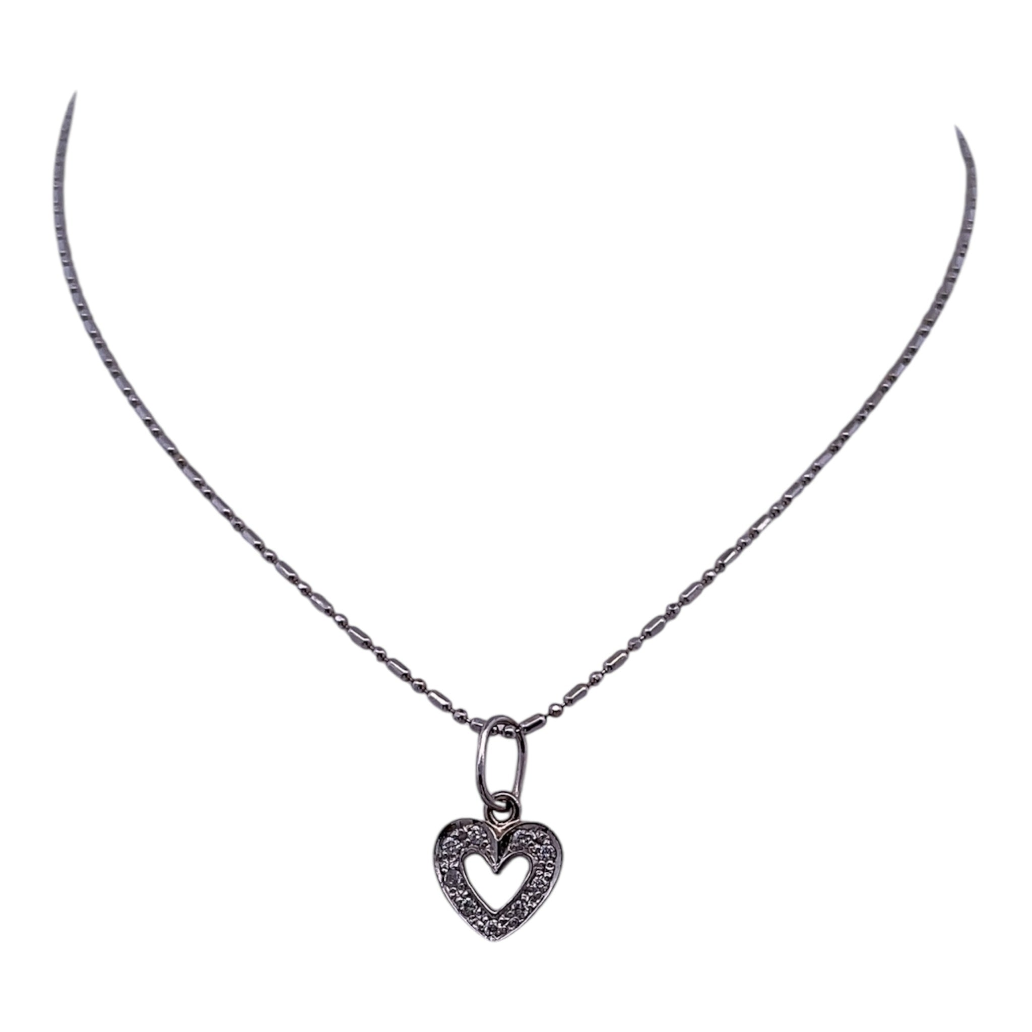 White Gold Heart Necklace with Diamonds – Elegant 14K Jewelry Gift for Women