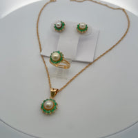 Emerald & Pearl Harmony 18K — 3‑Piece Set