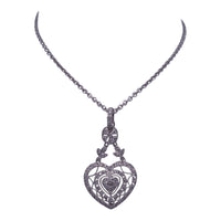 Enrejado del amor: collar con colgante de corazón de oro blanco de 18 quilates y diamantes de 0,50 ct