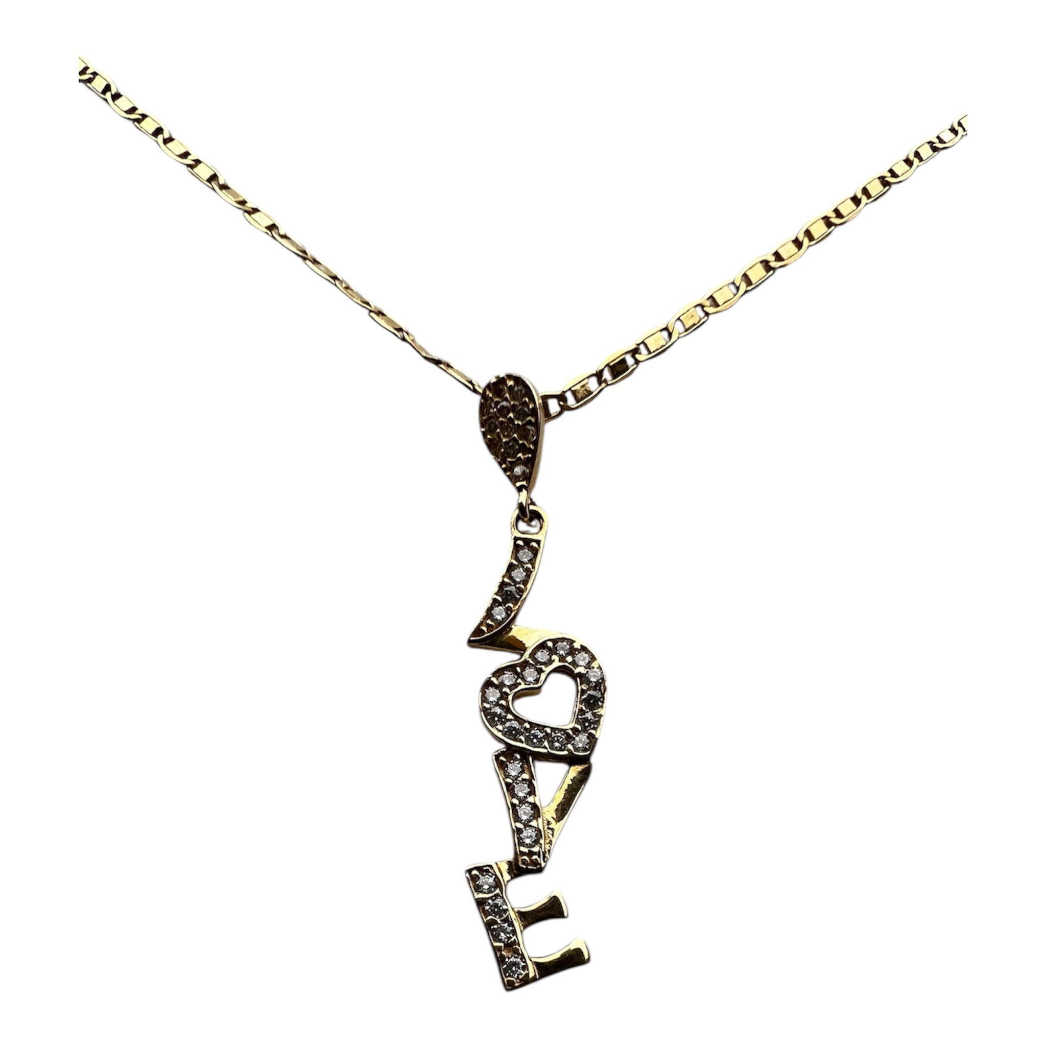 A Romantic Statement 18K Yellow Gold LOVE Pendant Necklace