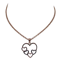 18K Tricolor Gold Heart Necklace – Symbol of Unity and Love