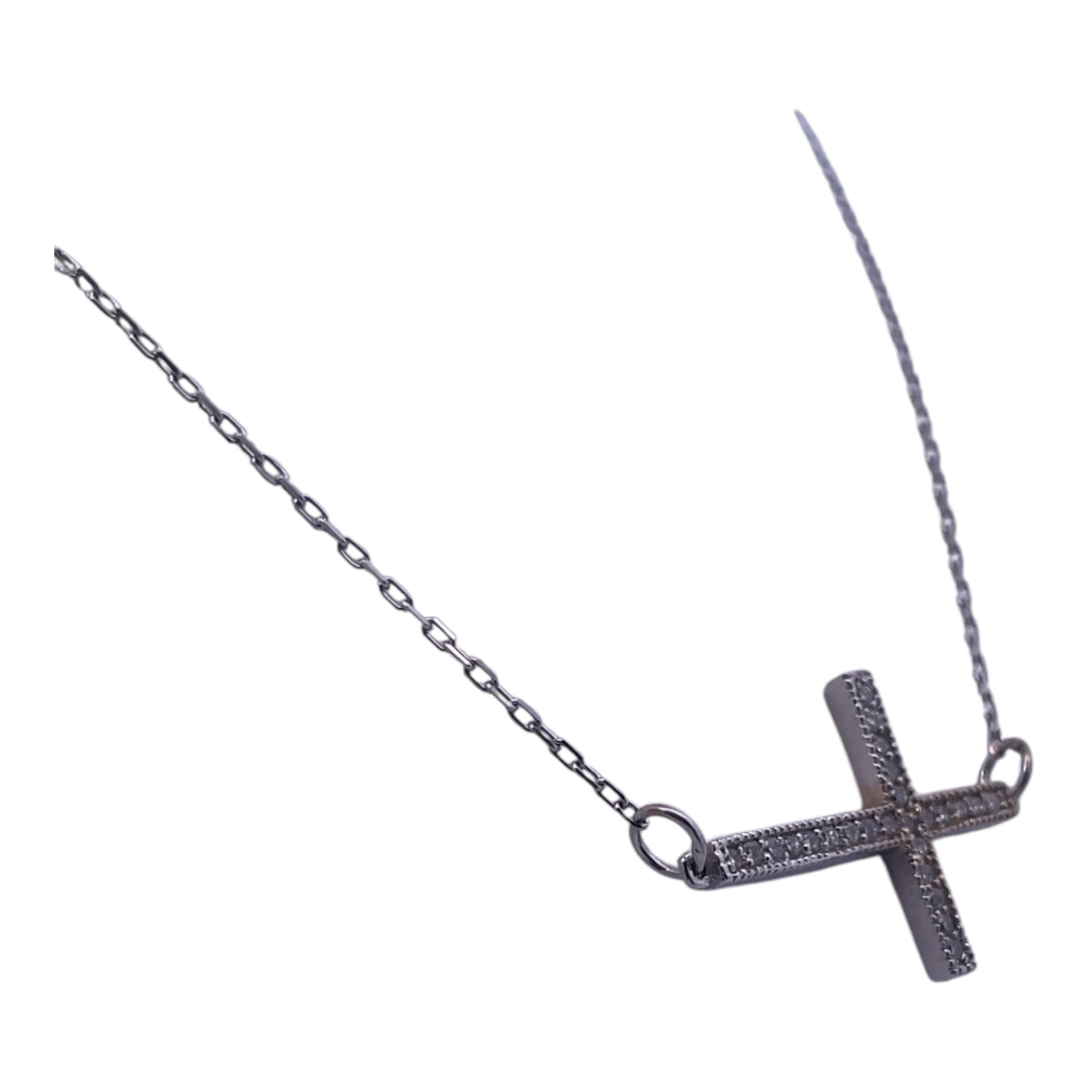 White Gold Sideways Cross Necklace – A Contemporary Take on Classic Symbolism