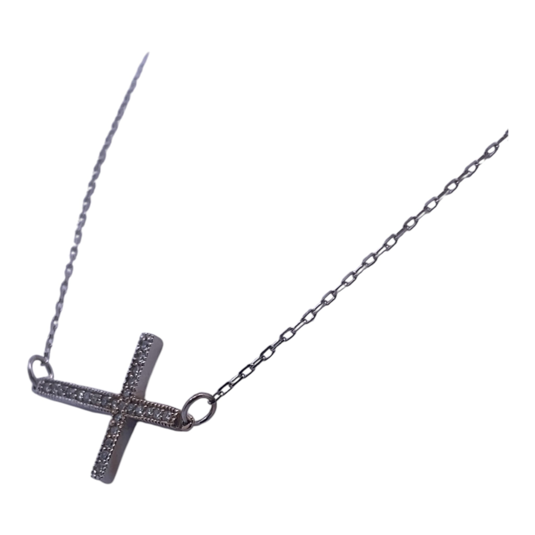 White Gold Sideways Cross Necklace – A Contemporary Take on Classic Symbolism