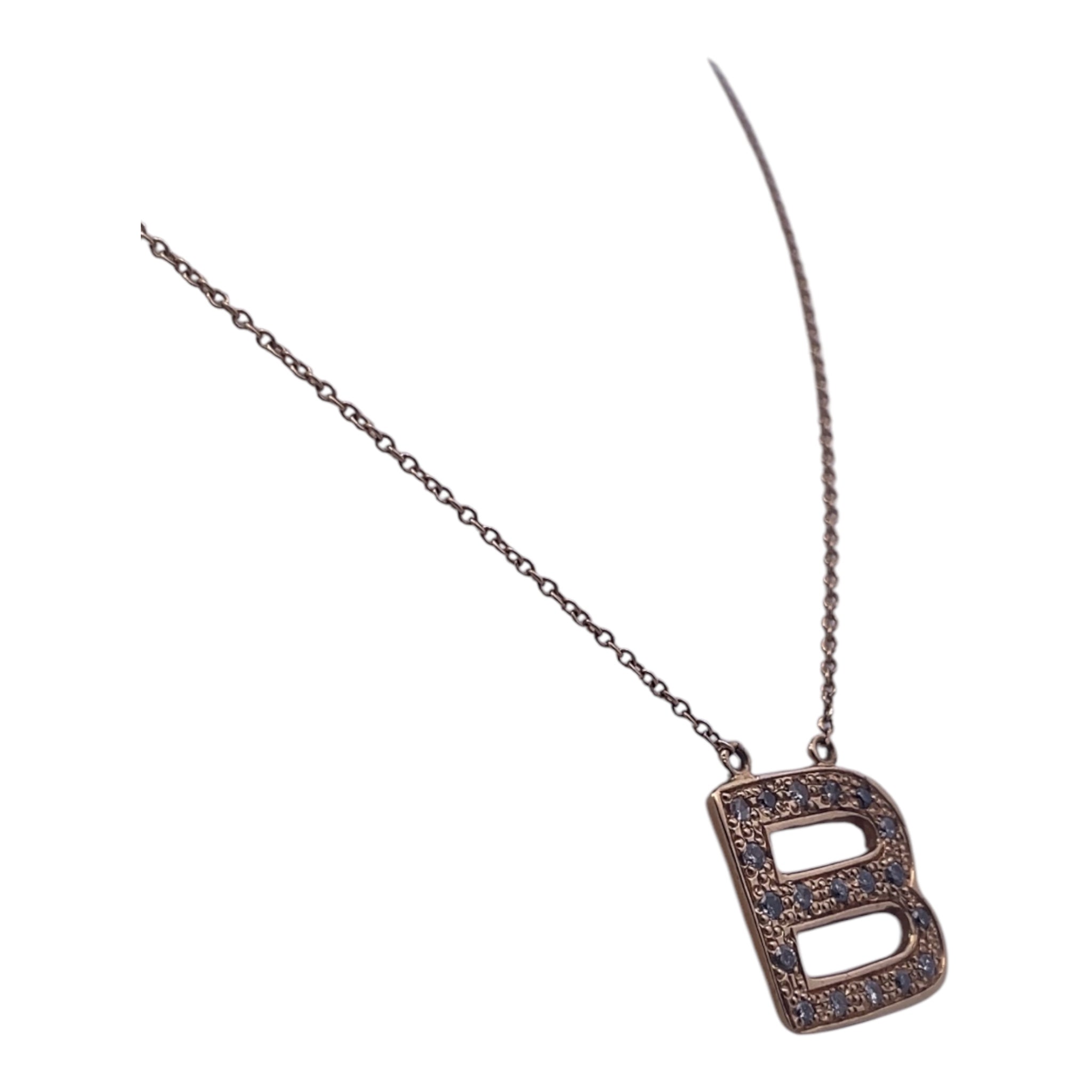 18K Yellow Gold "B" Initial Necklace – Personalized Elegance with Diamond Accents