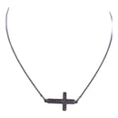 18K White Gold Sideways Cross Necklace – Contemporary Elegance with Diamond Accents