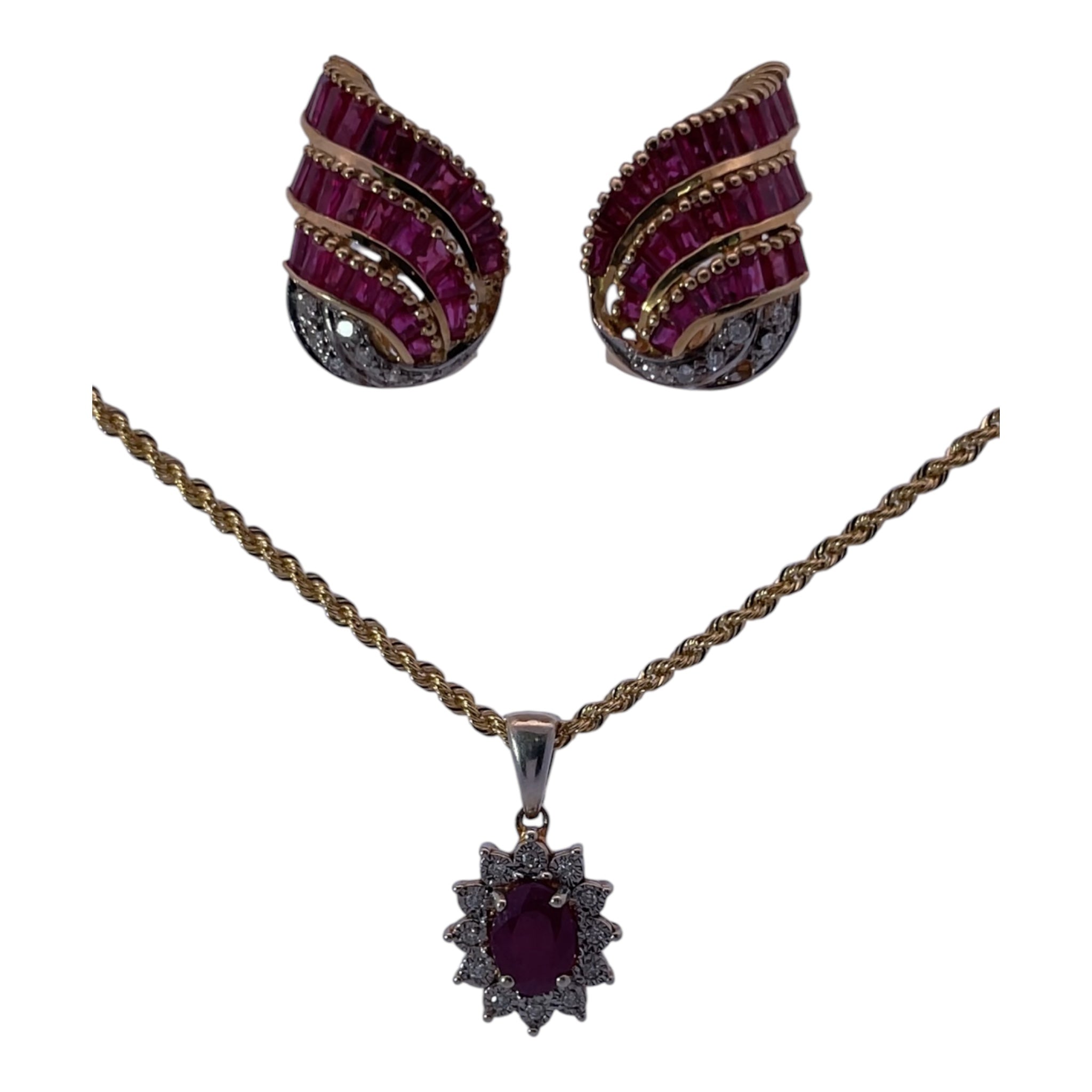 18K Yellow Gold Necklace with 1.5ct Ruby and 0.15ct Diamonds – Regal Beauty