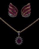 18K Yellow Gold Necklace with 1.5ct Ruby and 0.15ct Diamonds – Regal Beauty