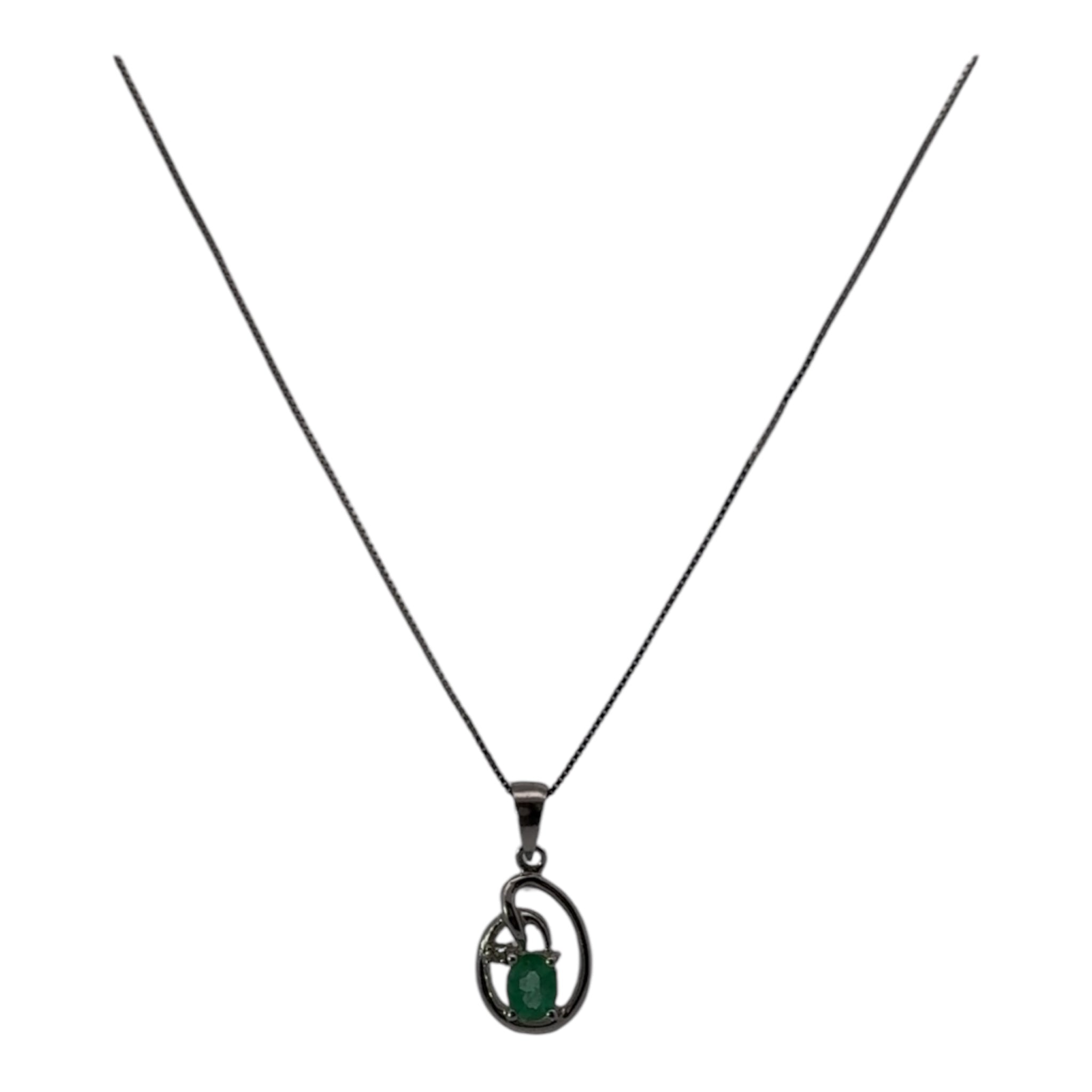 Green Glow 14K White Gold Necklace with Diamonds