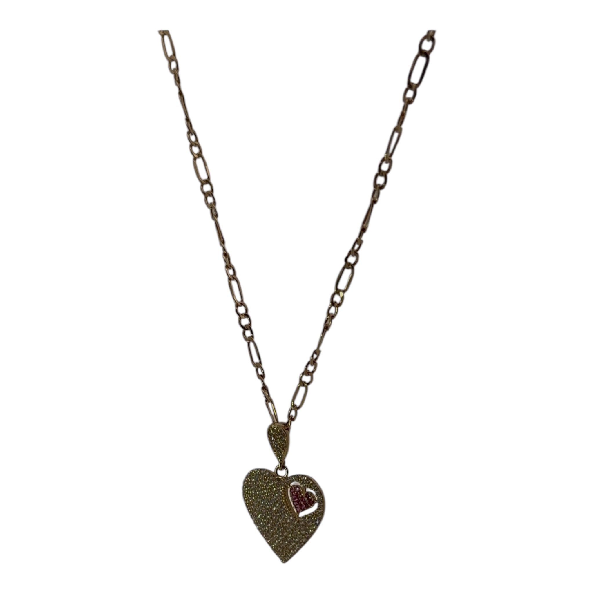 Golden Heart 18K Yellow Gold Necklace with Cubic Zirconia