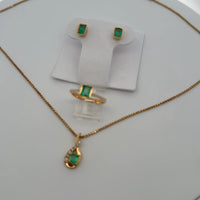 Emerald Majesty 18K — 3‑Piece Emerald & Diamond Set