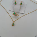 Emerald Luxe Set 18K — Necklace, Earrings & Ring