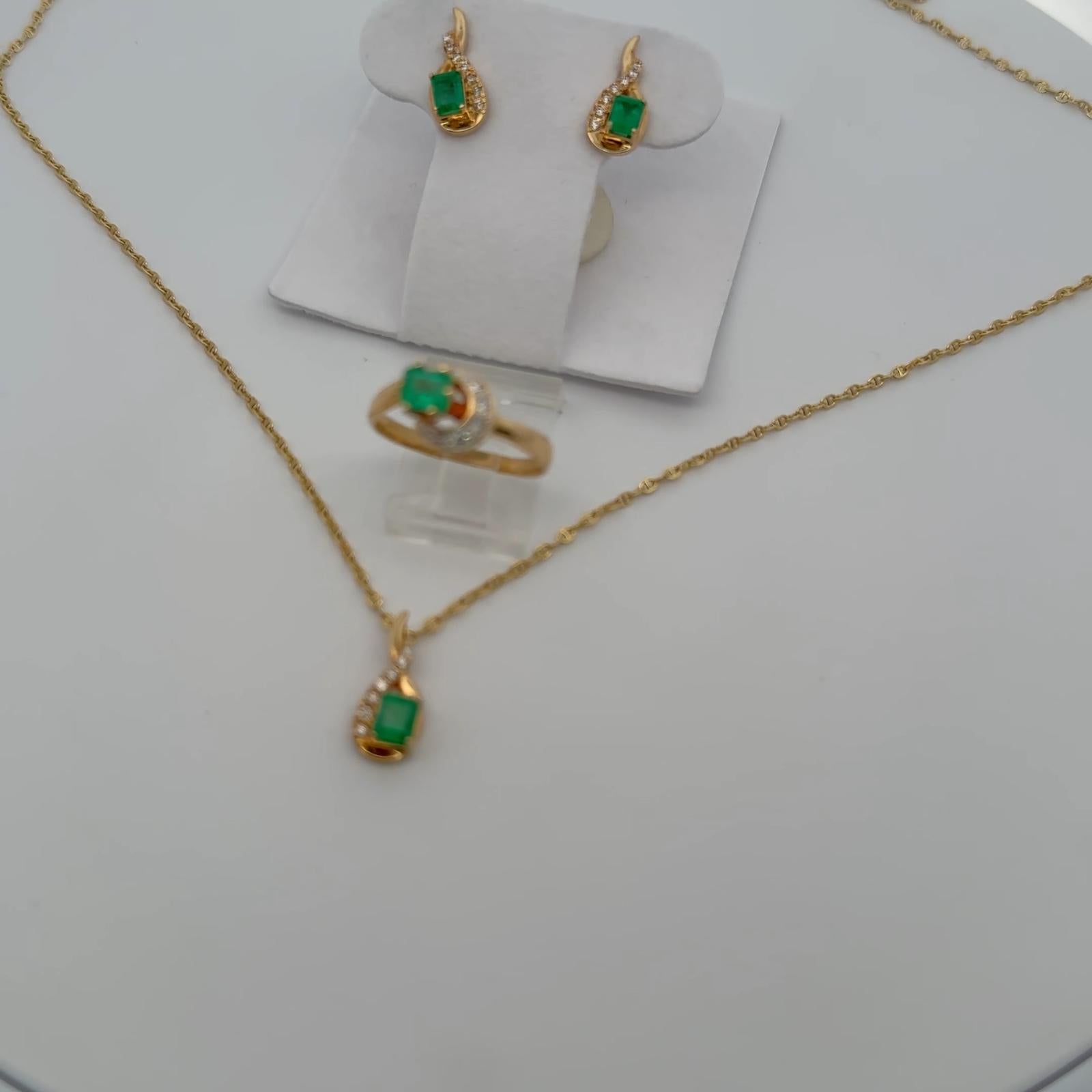 Emerald Luxe Set 18K — Necklace, Earrings & Ring
