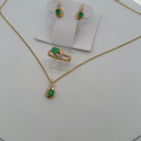 Emerald Luxe Set 18K — Necklace, Earrings & Ring