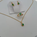 Emerald Luxe Set 18K — Necklace, Earrings & Ring