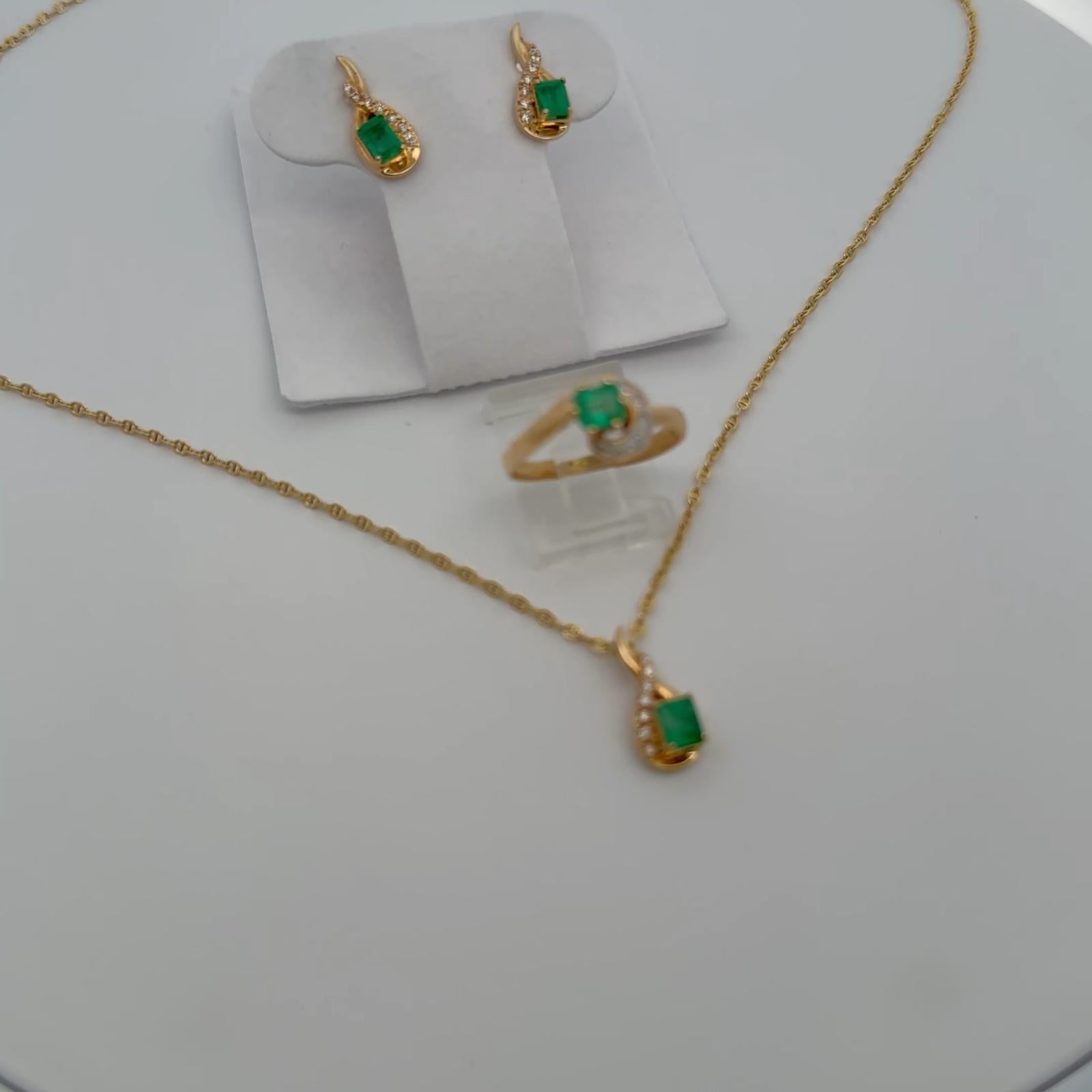 Emerald Luxe Set 18K — Necklace, Earrings & Ring