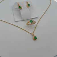 Emerald Luxe Set 18K — Necklace, Earrings & Ring