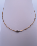 Collar de oro amarillo de 14 quilates, collar de diamantes, diamantes engastados en bisel, joyas de lujo, joyería de Nueva York, cadena de oro fino