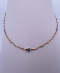 Collar de oro amarillo de 14 quilates, collar de diamantes, diamantes engastados en bisel, joyas de lujo, joyería de Nueva York, cadena de oro fino