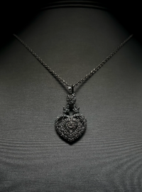 Enrejado del amor: collar con colgante de corazón de oro blanco de 18 quilates y diamantes de 0,50 ct