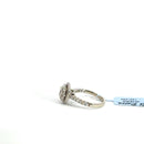 Oval Halo White Gold 14 kt Ring with Pavé Band