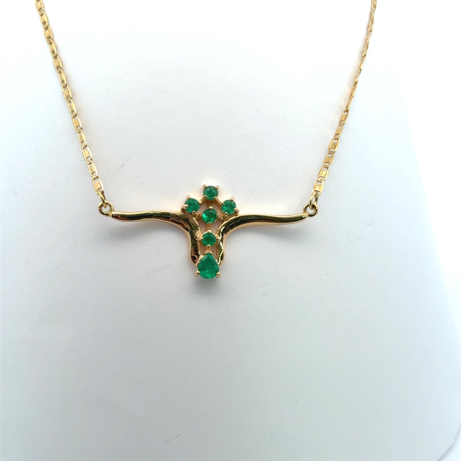 Emerald Horn 18K Gold Necklace