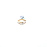 Yellow Gold 14 kt Solitaire Ring with Channel-Set Side Diamonds