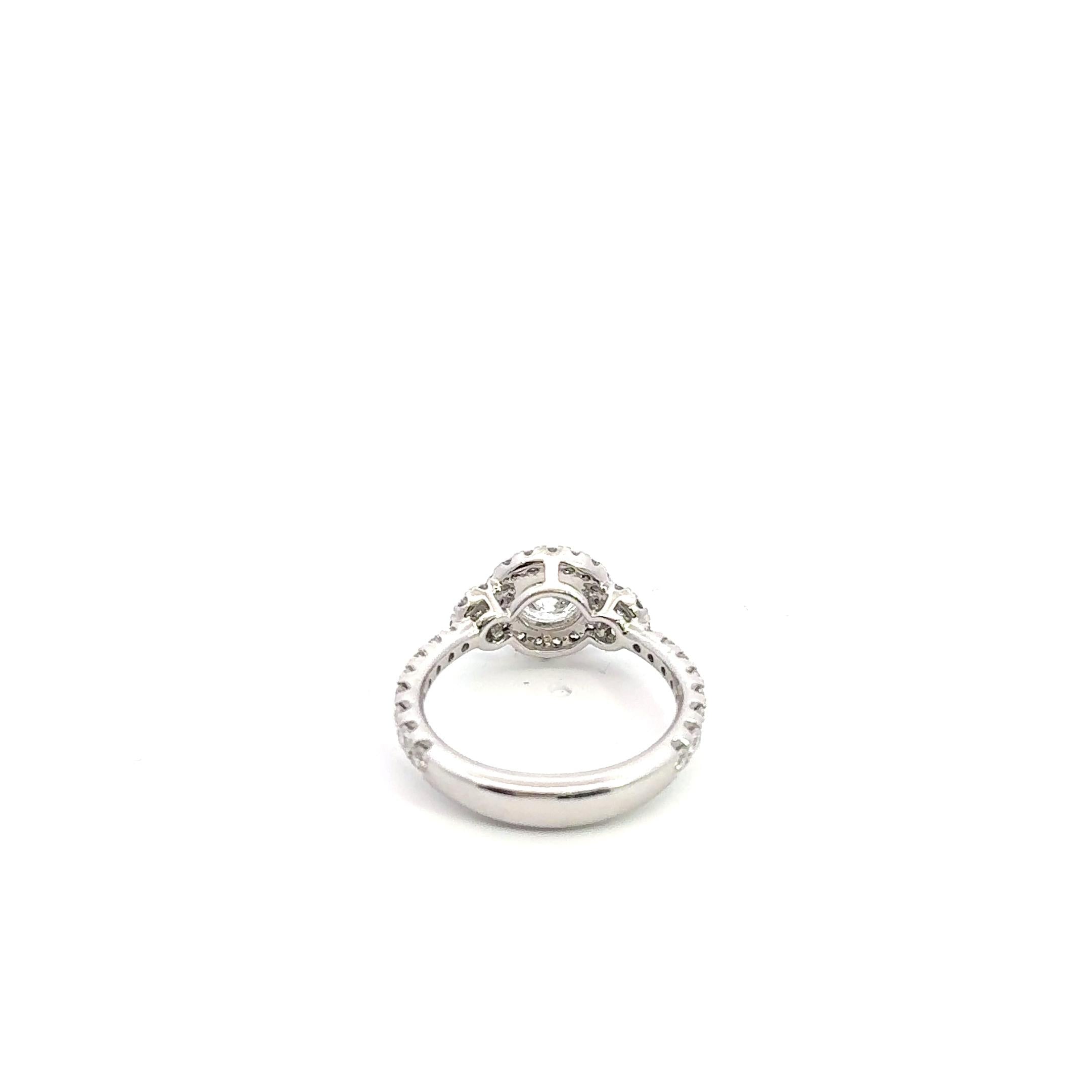 Classic Halo Platinum Ring with Round Diamond